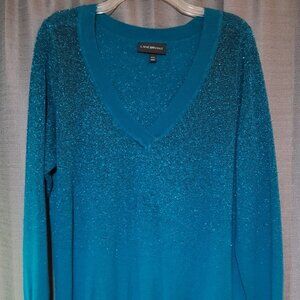 Lane Bryant Teal Glitter V-Neck Sweater Size 18/20